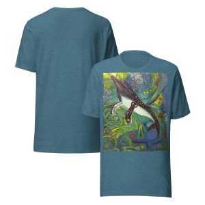 T-Shirt - Humpback With 2 Silver Stars (Deep Teal)